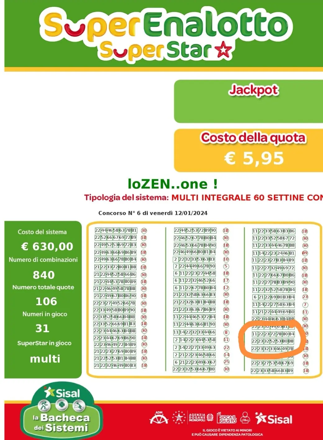 Superenalotto: Risultati del 12 Gennaio 2026