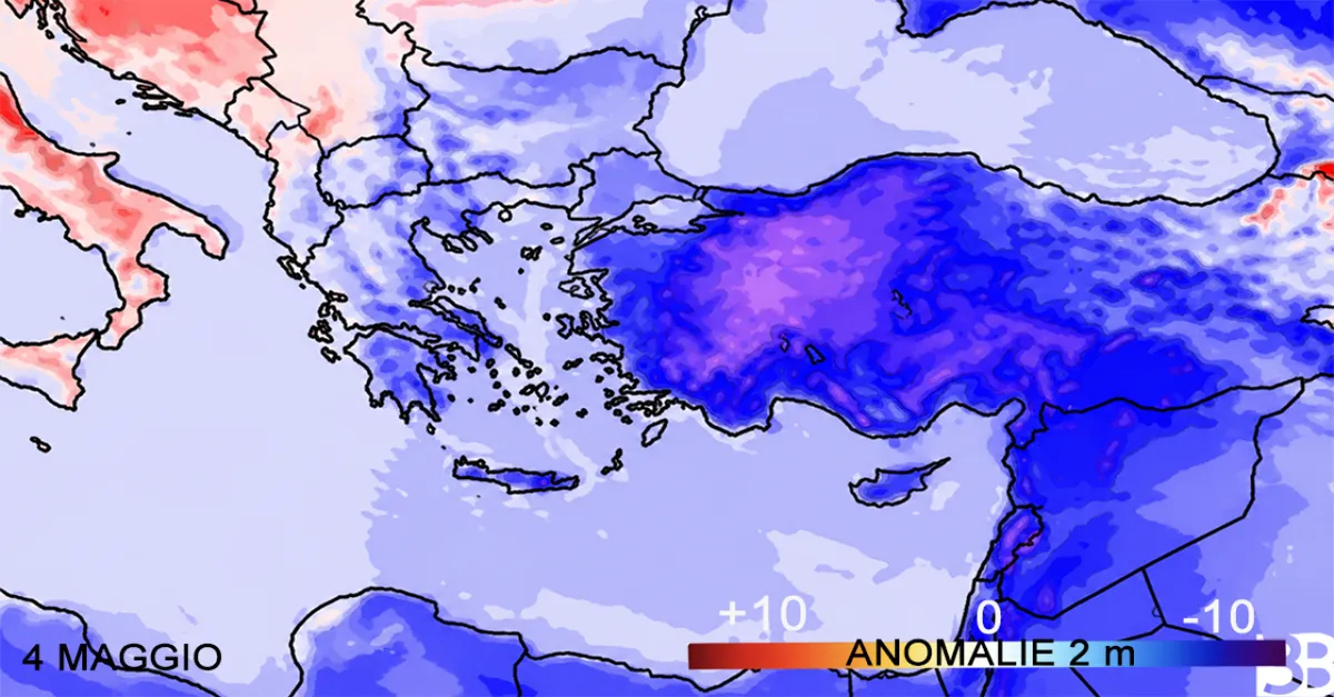 Freddo: un’irruzione di aria gelida nel Mediterraneo orientale